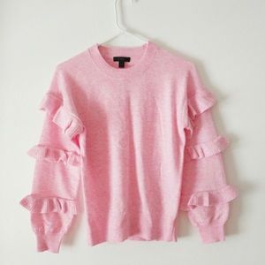 J. Crew Tippi Ruffle Sleeve Sweater Light Pink